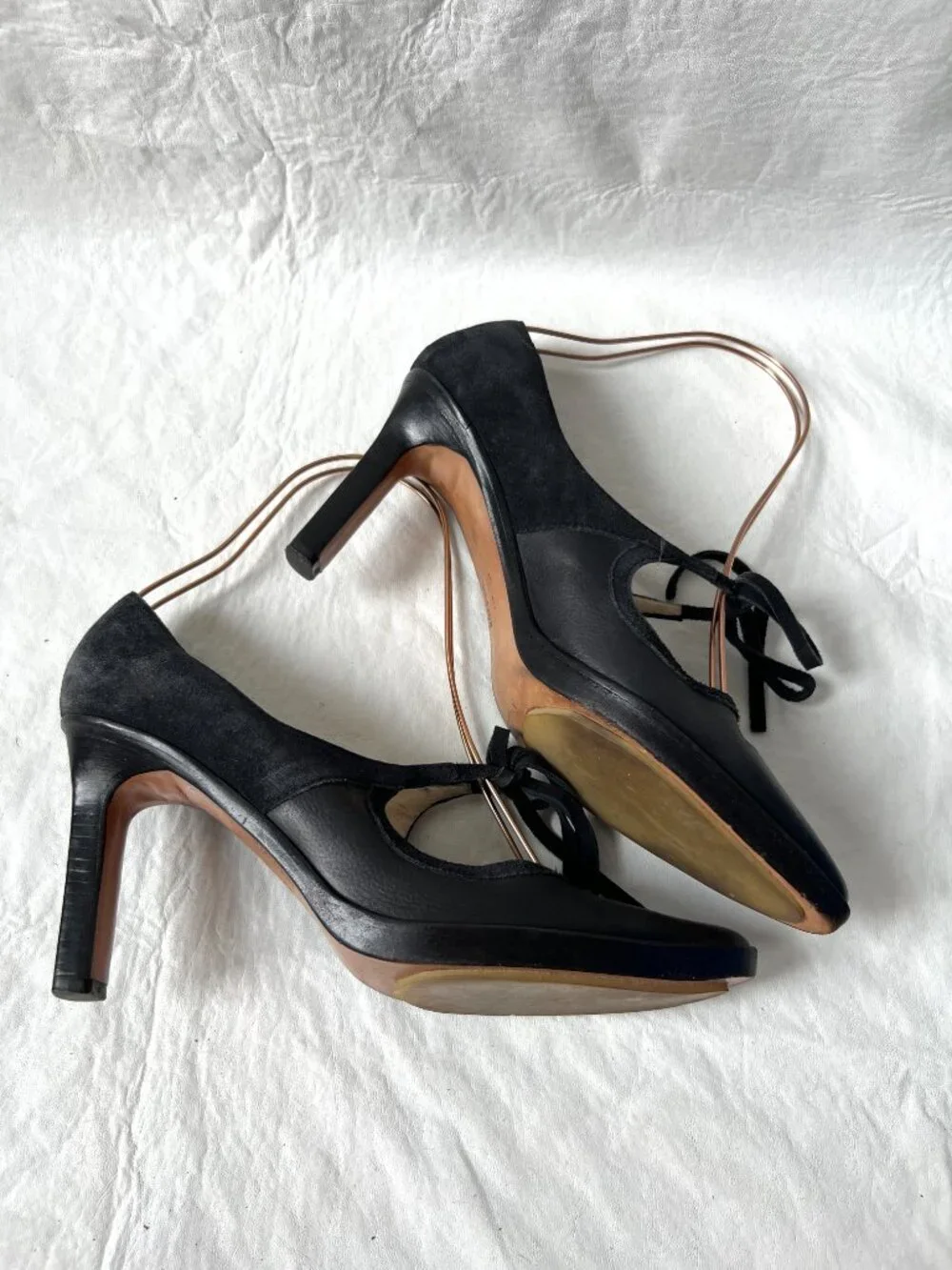 Diana Broussard high heels mary jane black suede leather pointed toe 9.5 pump - Picture 7 of 15